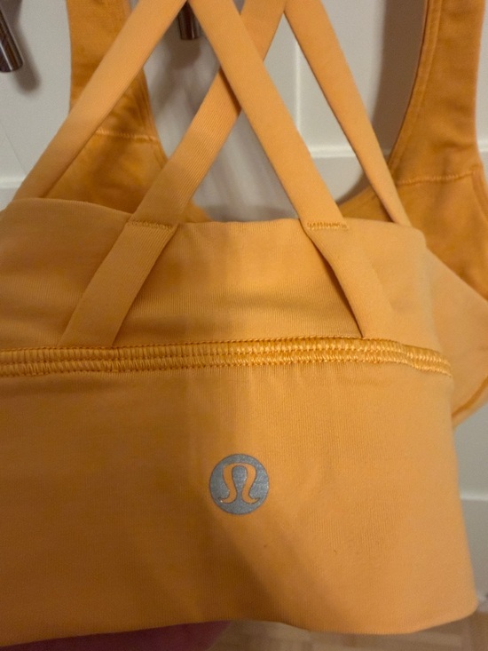 Strappy Light Orange Criss Cross Sports Bra - Picture 3 of 4